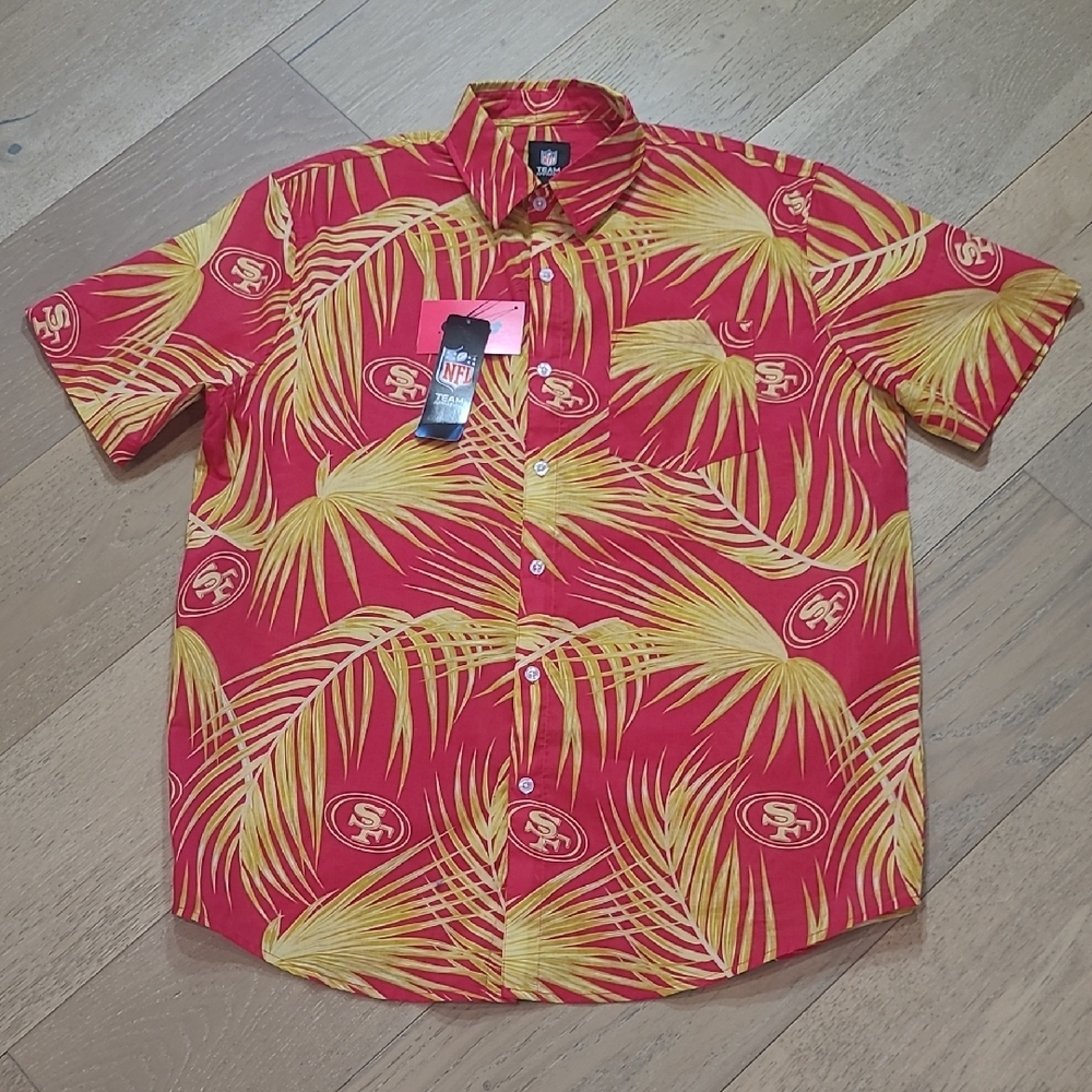 NWT Foco NFL San Francisco 49ers Hawaiian Shirt Men's M Short Sleeve Button Up
